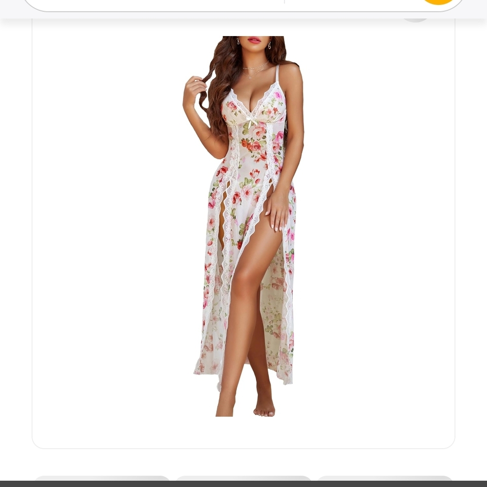 Avidlove Floral Lingerie Side  Slit Chemise Nightgown XL  NWT